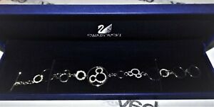 Swarovski Mickey silver tone bracelet crystals  toggle clasp adjustable new 