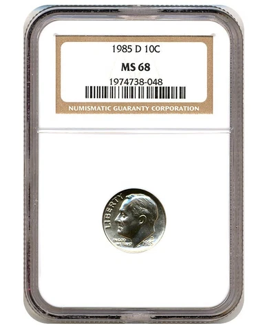 1985-D ROOSEVELT DIME 10C NGC MS68 95% FULL BANDS Cover
