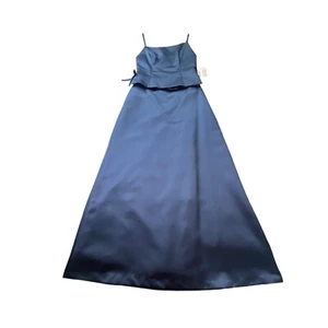After Six Dress Womens 10 Blue Matte Satin 2pc Formal Gown Prom VTG Y2K Gala - Picture 1 of 16