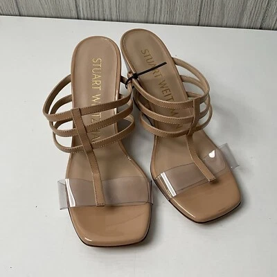 Stuart Weitzman Womens Deco 85 Wedge Sandals Size 5B Nude Patent Leather - Image 1 of 4