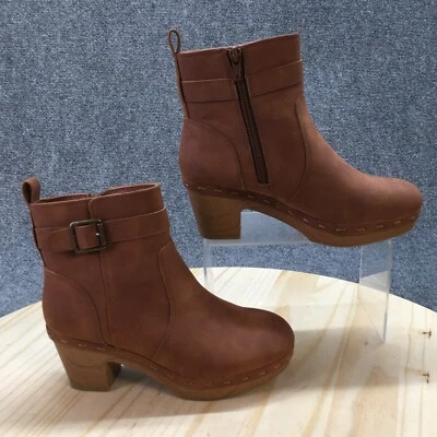 Style & Co Boots Womens 5.5 M Toryy Ankle Booties Heels Brown Leather Zipper - Imagem 1 de 4