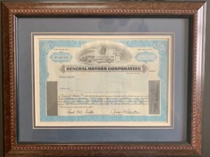 Vintage General Motors Corporation Stock Certificate Framed - Picture 1 of 2