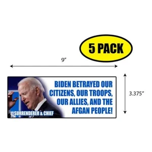 5 PACK 3.37"x 9" BIDEN BETRAYED Sticker Decal Gift MAGA Trump BS0217 - Picture 1 of 2