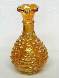 Imperial Glass Iridescent Orange Grape & Leaves Marigold Genie Vase 9 1/2" Tall - Picture 1 of 11