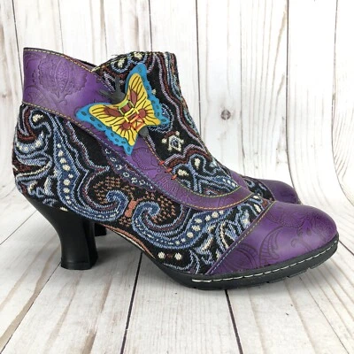 Botín Bohemio Socofy Boho Hecho a Mano Cremallera Cuero Mariposa Mujer Talla 38 Foto 1 de 4