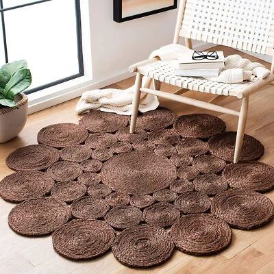 fair trade jute rug Handmade Hand Braided Brown Jute Carpet Rustic Modern Rug - Image 1 of 3