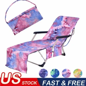 2 in 1 Beach Lounge Chair Cover Towel Microfiber Sun Lounger Cover + Storage Bag - Picture 1 of 24