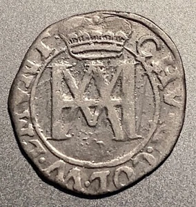 WESTPHALIA GERMANY 2 Mariengroschen 1655 Monogram=MHA 18mm Silver KM44  c$4s&hUS - Picture 1 of 2