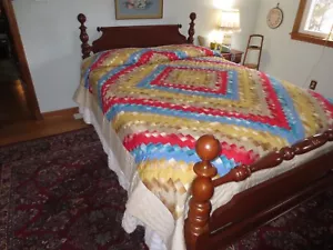 HANDMADE Unused AROUND THE WORLD Cotton PATCHWORK QUILT - 83" x 97" - Picture 1 of 13