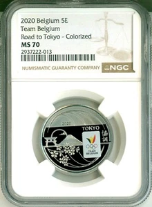 2020 Belgium 5E Team Belgium Road To Tokyo Colorized NGC MS70 NGC Pop = 1 - Picture 1 of 4