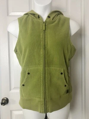 Chaleco con cremallera completa tallado con volantes para mujer grande con capucha mixta verde polar bolsillo frontal Foto 1 de 4