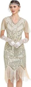 PrettyGuide Women's 1920s Flapper Dress Short Sleeve Glitter Sequin Inspired Fri