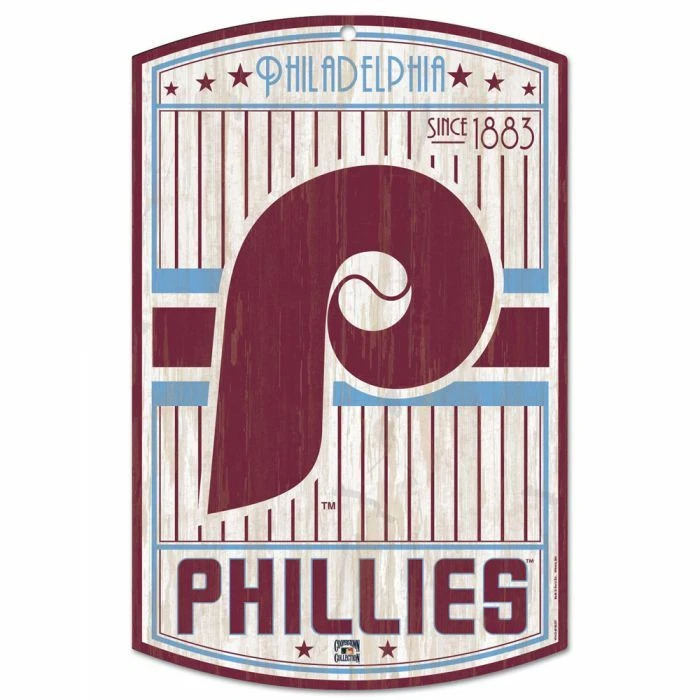 PHILADELPHIA PHILLIES COOPERSTOWN HARDBOARD WOOD SIGN 11"X17" MLB LICENSED - Image 1 of 1