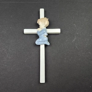 Colgante de pared cruz de porcelana de cerámica romana RR vintage para rezar niño pequeño Japón - Imagen 1 de 7