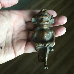 RARE LARGE ANTIQUE LINCOLN IMP BRONZE BRASS DEVIL PIXIE GARGOYLE DOOR KNOCKER - Picture 1 of 9
