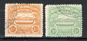 British Solomon Islands 1907 2 1/2d and 5d Canoe values SG 4-5 FU CDS - Picture 1 of 1