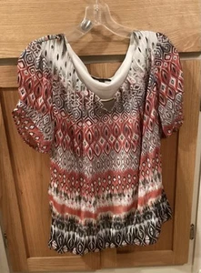 Blusa Top Pullover Sara Michelle Multicolor Líneas Metálicas Subrayadas Grande - Imagen 1 de 3