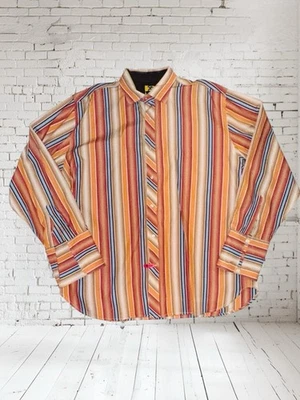 Raw Blue Nu Realms Men's Multi Colored Striped Button Dress Shirt Size 2XL - Image 1 of 4
