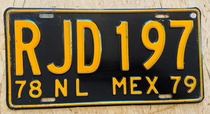 1978 1979 NUEVO LEON MEXICO MEXICAN AUTO LICENSE PLATE " RJD 197 " - Bild 1 von 1