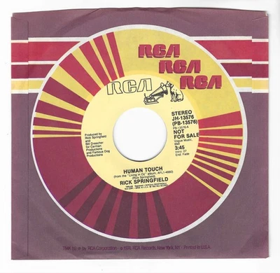 RICK SPRINGFIELD Human Touch PROMO 45 7" POP ROCK Record Vinyl Records - Image 1 of 2