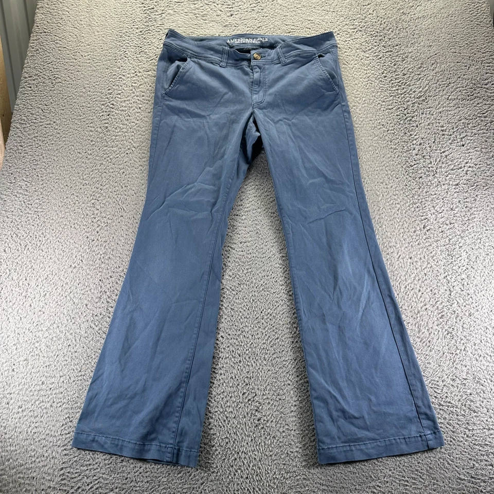 Pantalón American Eagle Outfitters Kick para mujer 14 azul algodón corte bota pierna elástico Foto 1 de 4
