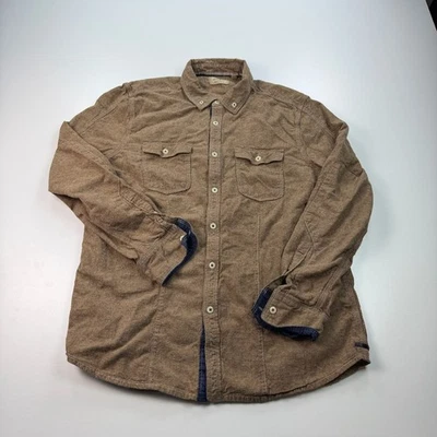 Jeremiah Buttoon Down SHirt Mens Large Brown Cotton Knit Pockets Designer - Image 1 of 4
