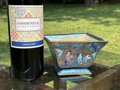 Антикварная китайская эмалированная серебряная синяя садовая сеялка бонсай - Изображение 1 из 4