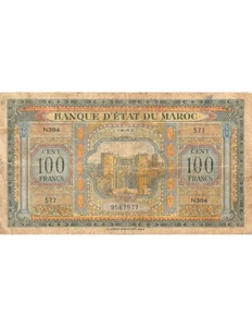 Maroc 100 Francs 01-08-1943 - Série N384 - Picture 1 of 2