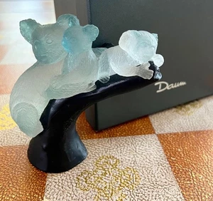 DAUM SIGNIERTER UMSTANDSKOALA SCHWARZ/BLAU PATE-DE-VERRE GLASFIGUR BRIEFBESCHWERER - Bild 1 von 10