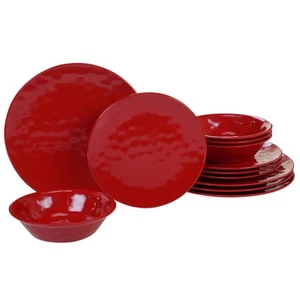 Certified International Solid Melamine 12-Pc. Melamine Dinnerware Set - RED ONE - Picture 1 of 1
