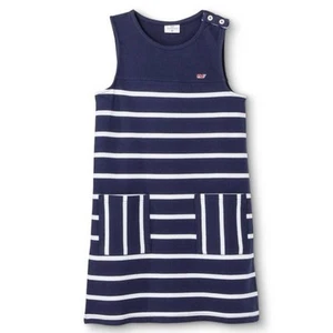 Vineyard Vines Target Girl's Striped Sleeveless Crewneck Tank Dress Navy White - Picture 1 of 5