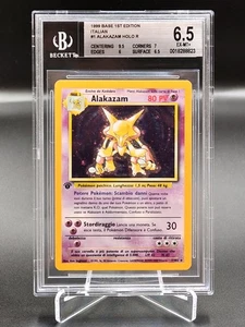 🍀Pokémon BGS 6.5 Alakazam 1/102 PRIMA EDIZIONE 1ed Base ITALIANO graad psa🍀 - Picture 1 of 3