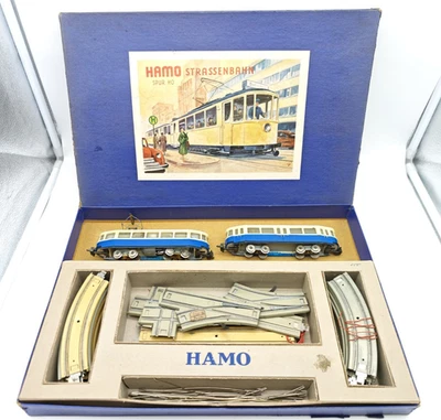 HAMO alte Straßenbahn + Beiwagen Startset Weichen + OVP und Zubehör Rarität RAR - Bild 1 von 4