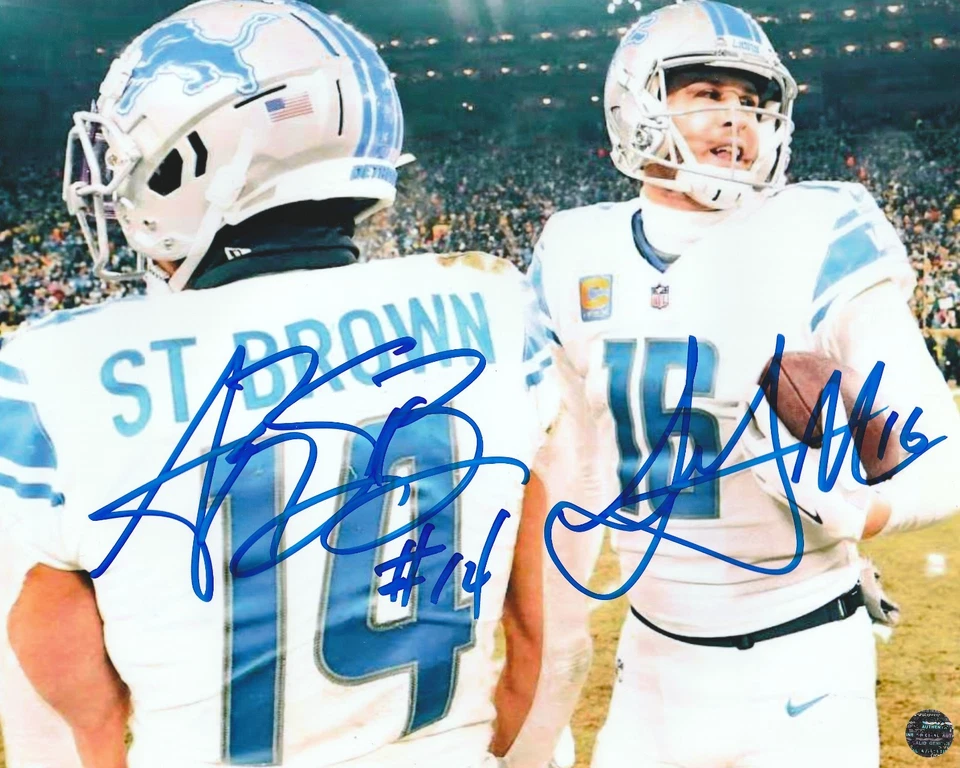 Foto firmada doble por Jahmyr Gibbs & Jared Goff Detroit Lions 8x10 certificado de autenticidad/holograma Foto 1 de 1