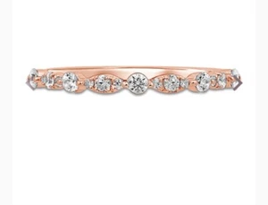 10K Rose Gold Scalloped Diamond Anniversary Band 1/4 CTW Brand New USA - Picture 1 of 3