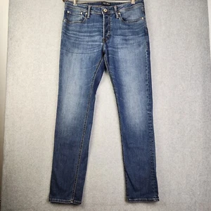 Jack & Jones Slim Straight Fit Tim Mens W36 L34 Blue Denim Jeans Original AM 814 - Picture 1 of 16