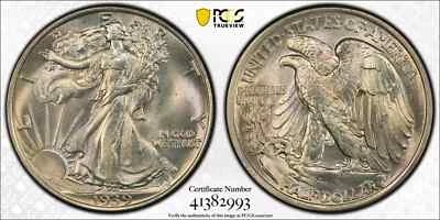 1939 Walking Liberty Half Dollar PCGS MS66 - Image 1 of 3