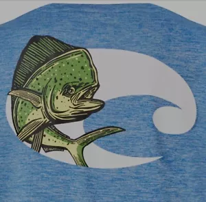 Large - Costa Tech Angler Dorado Mahi Performance Fishing Shirt Blue UPF 50 - Picture 1 of 3