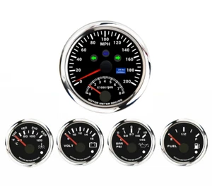 W PRO 5 Gauge Set 85mm GPS Speedometer Tachometer 200 MPH Turn Signal High Beam - Picture 1 of 15