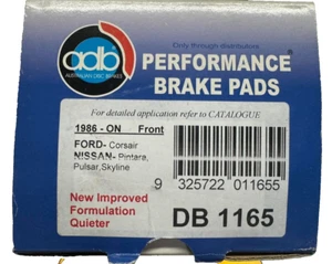 ADB FRONT BRAKE PAD ADB1165 for NISSAN 1986-on SKYLINE PINTARA PULSAR - Picture 1 of 5