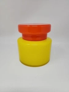 Barattolo/Lattina Luciano Vistosi Vetro di Murano Soffiato 1960 Italia Giallo/Arancione - Foto 1 di 17