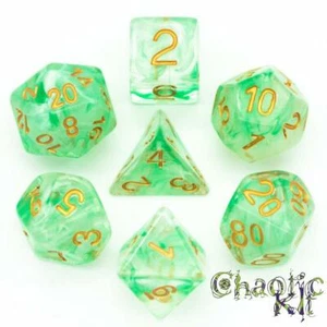 Dadi fumogeni - verde. Dungeons and Dragons, 5e, Pathfinder, Set di dadi poliedrici - Foto 1 di 2