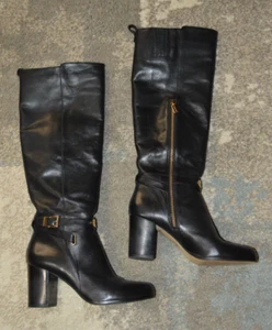 WOMEN'S MICHAEL KORS BLACK KNEE HIGH LEATHER BOOTS Sz- 9 M - EXCELLENT!!! - Picture 1 of 13