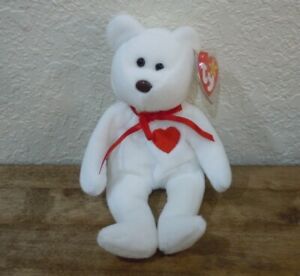 Ty Beanie Baby-Valentino The Bear ~ Brown Nose, Tag Error, Pellets, 1993-1994