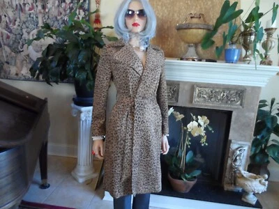 New Chico's Brown/Beige Faux Suede Leopard Print Trench Coat Size 0P - Image 1 of 4