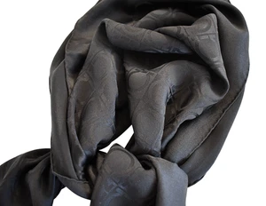 New SALVATORE FERRAGAMO Tonal GANCINI Logo Black 100% SILK Square Scarf 35"x35" - Picture 1 of 9