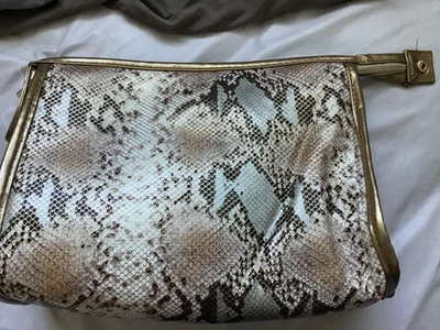 Bolso de viaje de maquillaje Danielle Creations piel de serpiente dorado con cremallera nuevo con etiquetas grande Foto 1 de 4