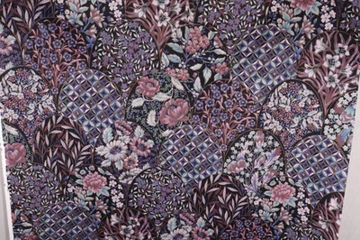 72"L x 44"W Concord Kessler Fabric Fan Shapes Geometric Floral Blue Purple - Image 1 of 4