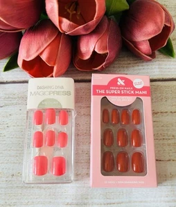 Confezione Dashing Diva / Oliva e Giugno Rosa Caldo Rosso Pressato su Unghie - Foto 1 di 10