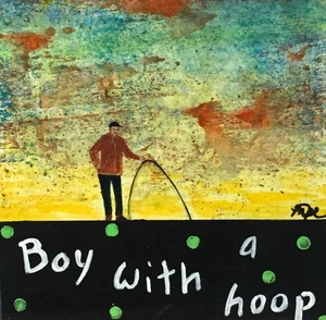 Mamie Joe Rayburn "Boy with a Hoop" Öl auf Karton, ungerahmt - Bild 1 von 1
